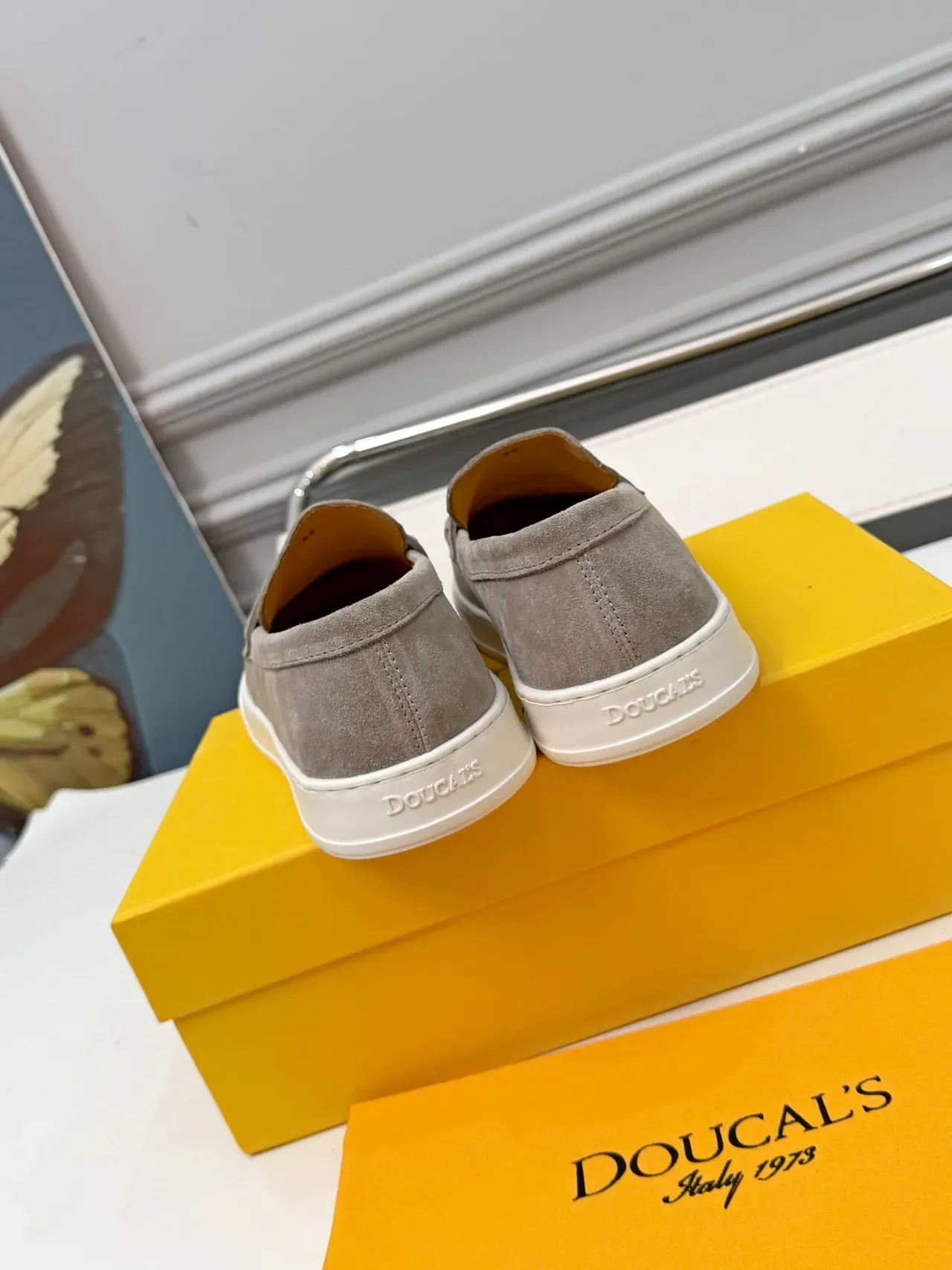 DOUCAL'S Gray White Suede Upper Penny Strap Loafer 3