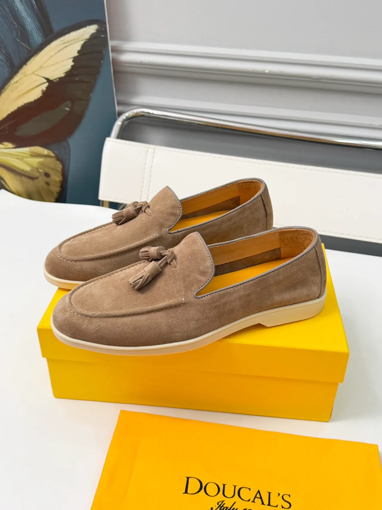 Doucal's Tassel Loafer Taupe Suede Loafers 4