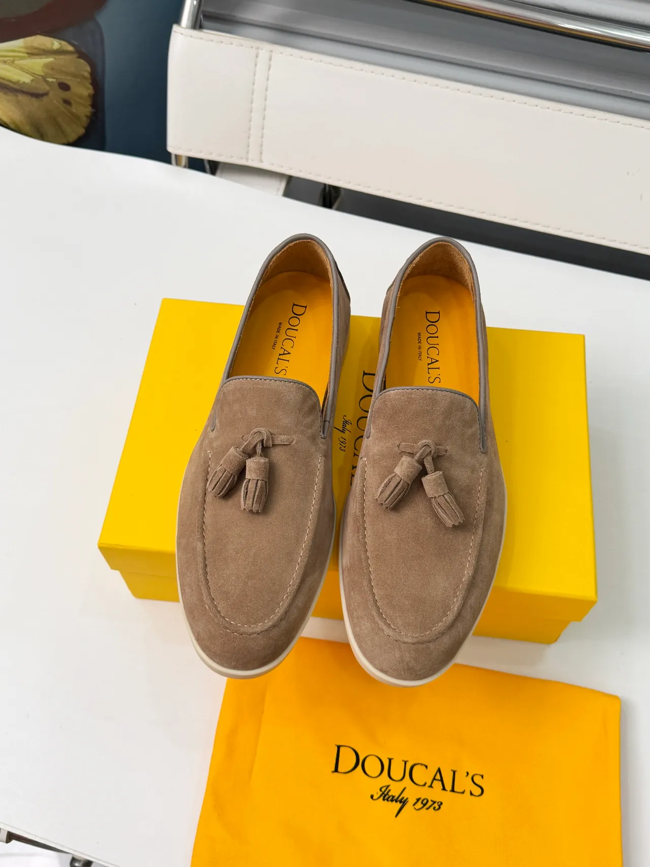 Doucal's Tassel Loafer Taupe Suede Loafers 5