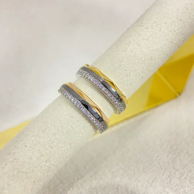 Dual-Tone Geometric Pavé Stackable Rings 2