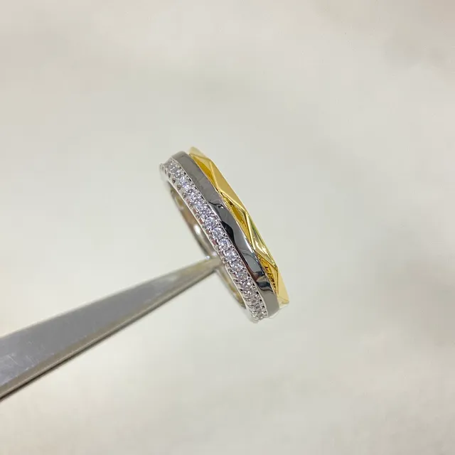 Dual-Tone Geometric Pavé Stackable Rings 3