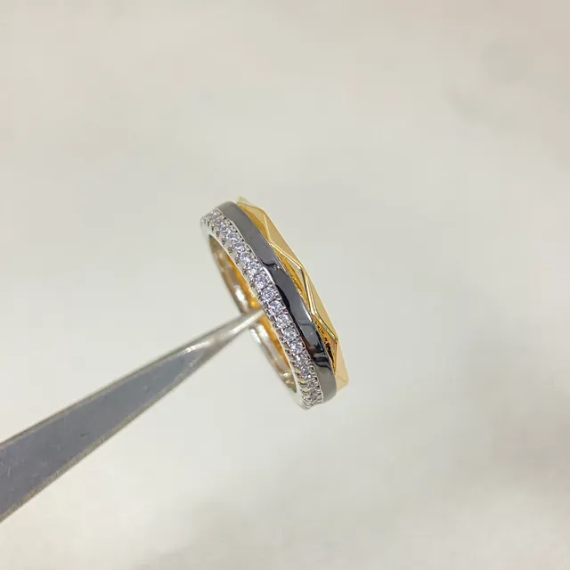 Dual-Tone Geometric Pavé Stackable Rings 4