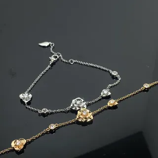 Pulseras de cadena con motivo de rosa de tono dual Pavé Stone