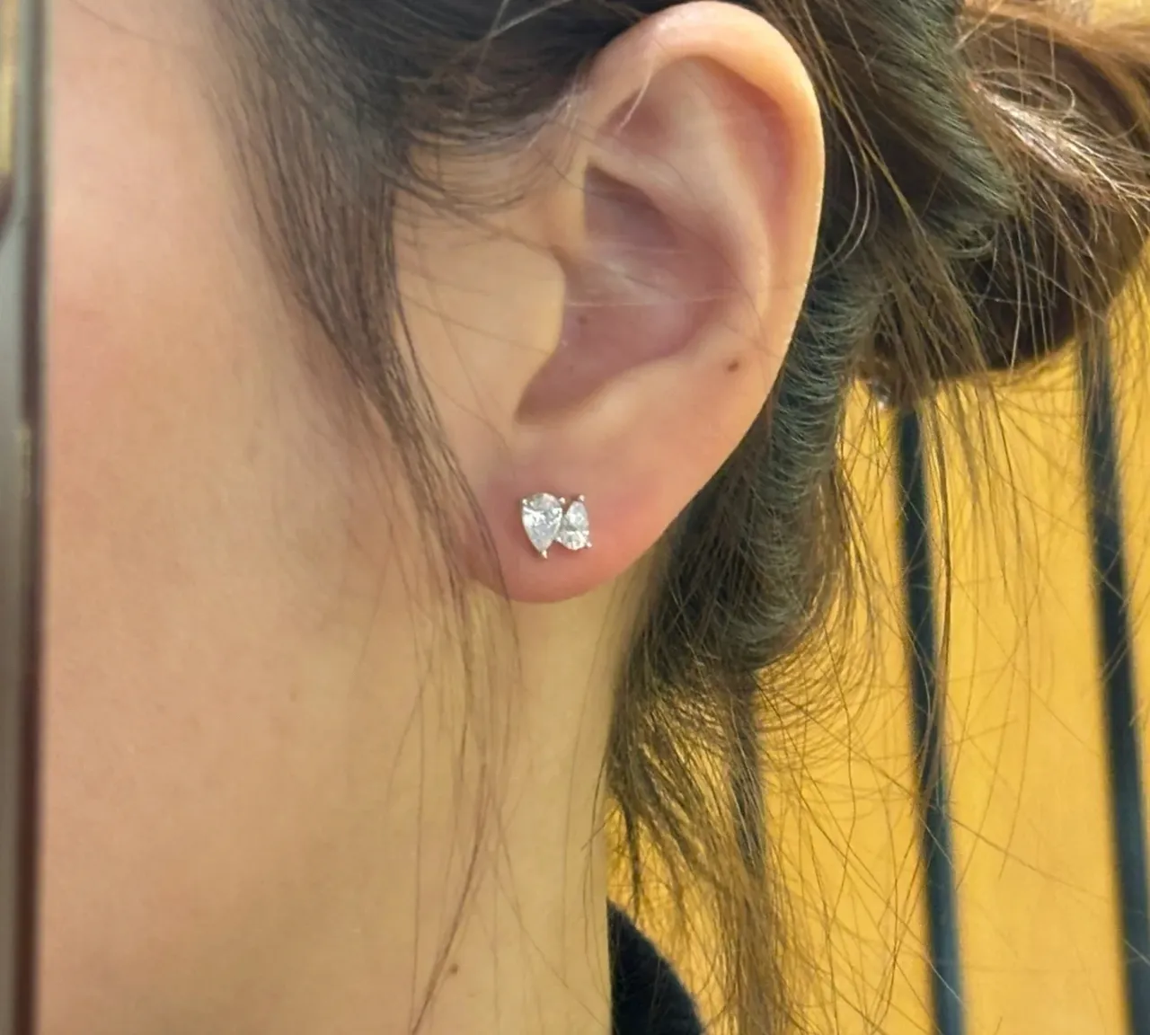 Faceted Clear Stone Gold-Tone Stud Earrings 3