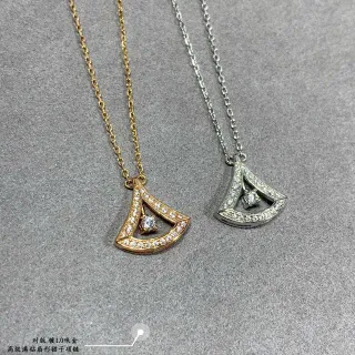 Colar pendente de diamantes Pavé em forma de leque