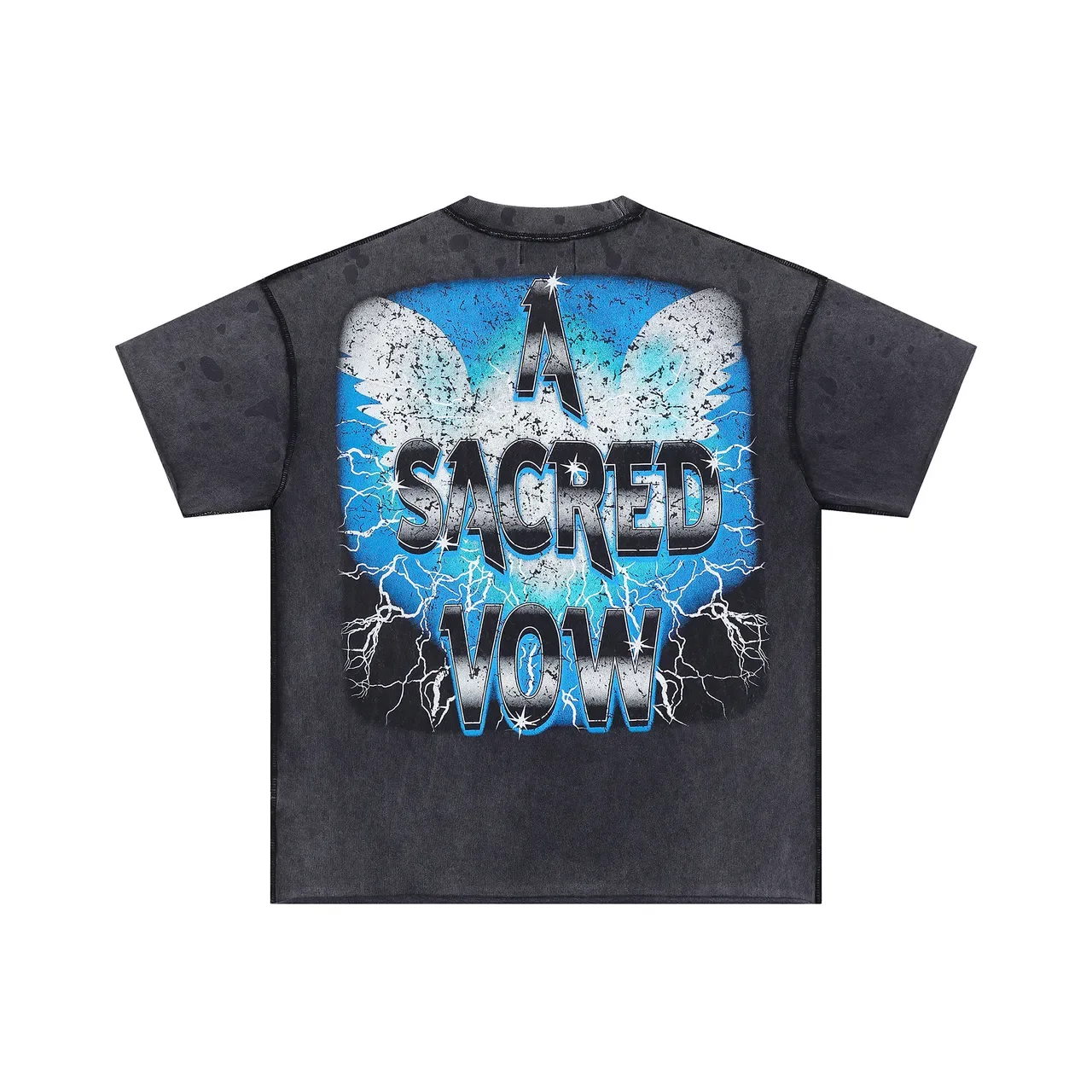 FIRST ROW Graphic-Print Acid-Wash Distressed T-Shirt 3
