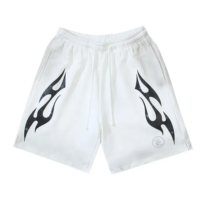 Flame Graphic Gradient Wash Drawstring Shorts 7