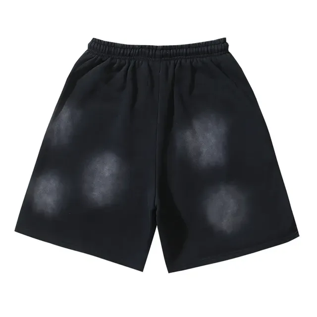 Flame Graphic Gradient Wash Drawstring Shorts 11