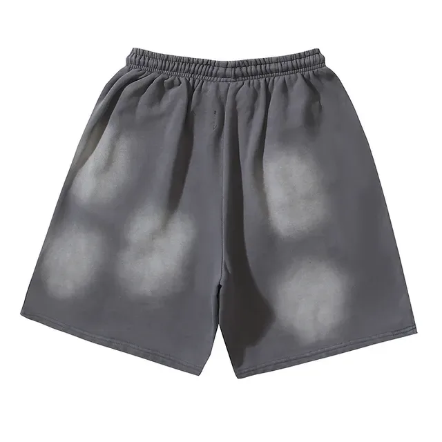 Flame Graphic Gradient Wash Drawstring Shorts 13