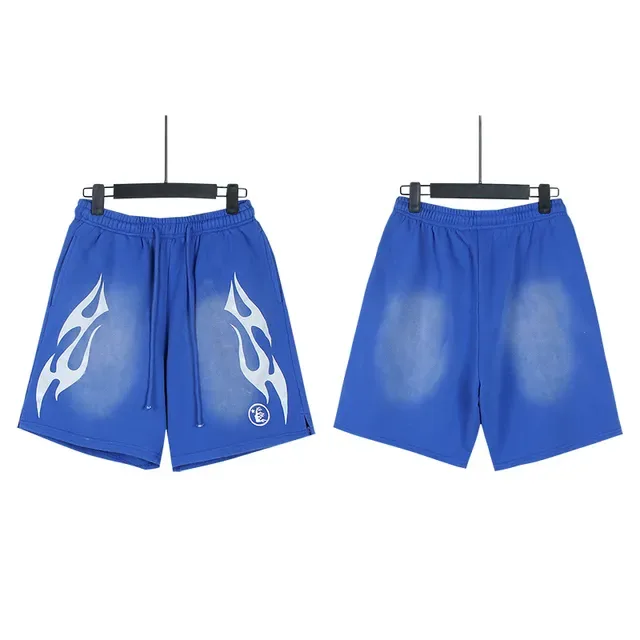 Flame Graphic Gradient Wash Drawstring Shorts 20