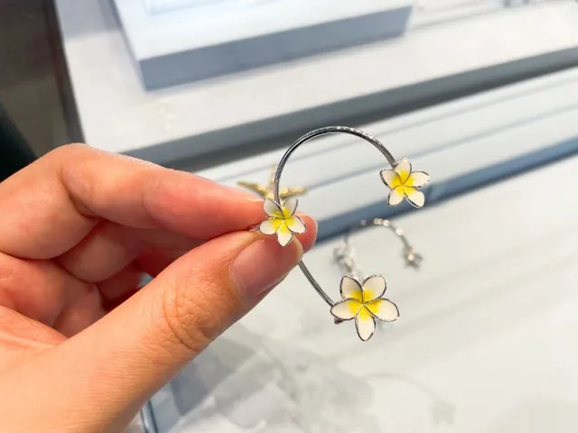 Floral and Script Enamel Ear Cuffs Silver Tone Earrings 3