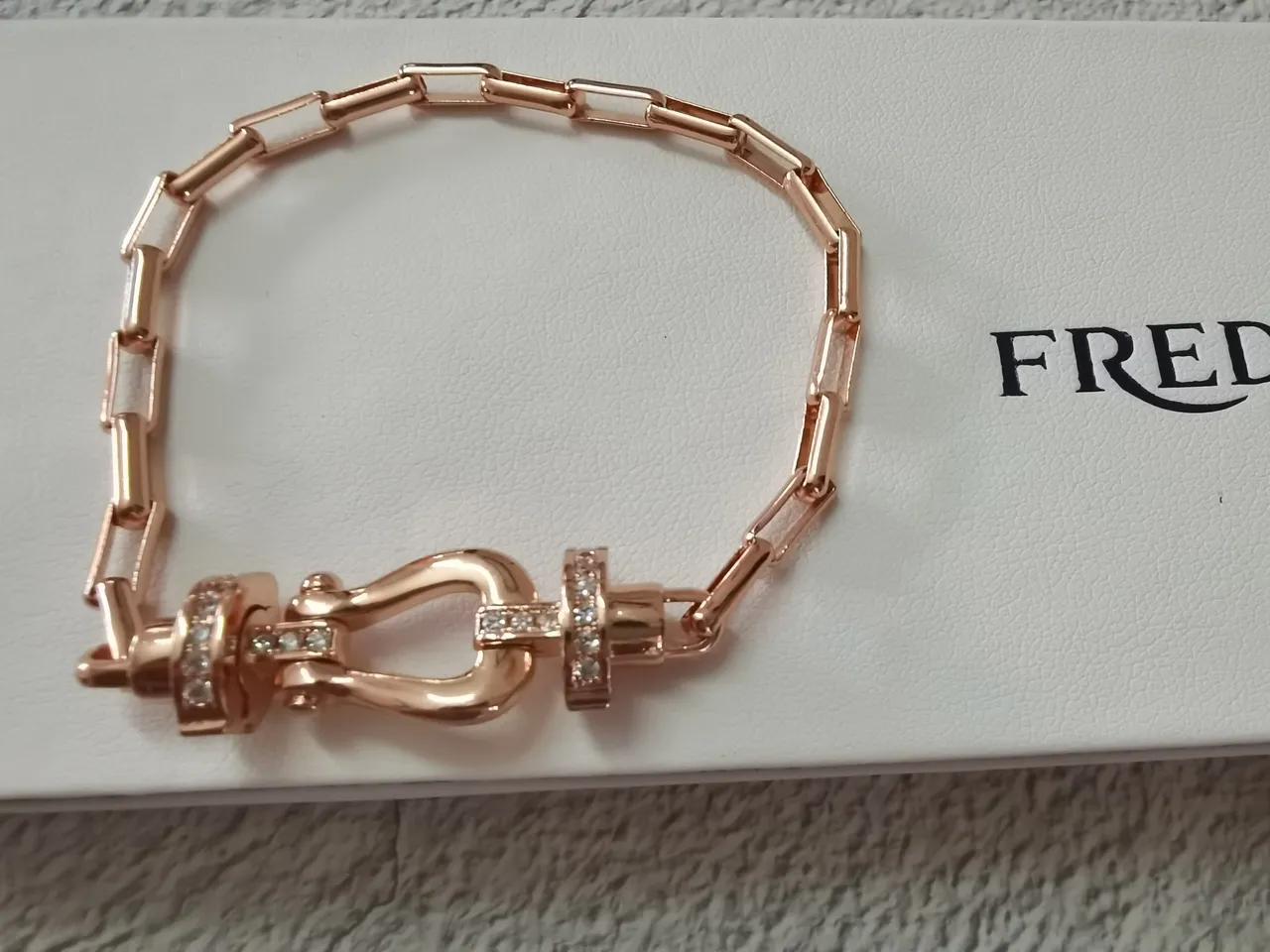 FRED Gold Bamboo-Link Chain Lyre-Shaped Clasp Bracelet 4