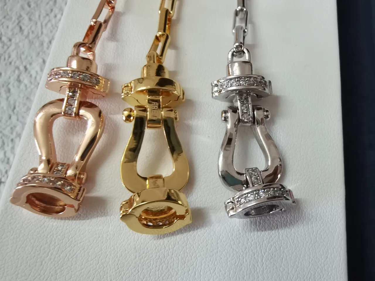 FRED Gold Bamboo-Link Chain Lyre-Shaped Clasp Bracelet 7