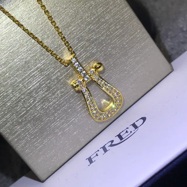 Fred Ouro Prata Pavé-Set Colar com Pingente em Forma de Ferradura 2