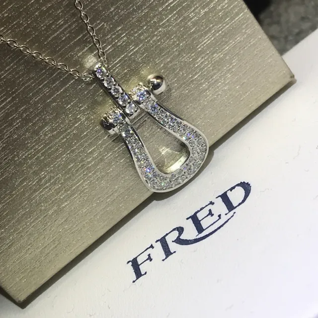 Fred Ouro Prata Pavé-Set Colar com Pingente em Forma de Ferradura 3