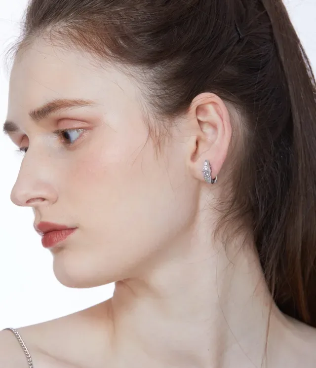 Geometric Pavé-Set Hinged Hoop Earrings 6