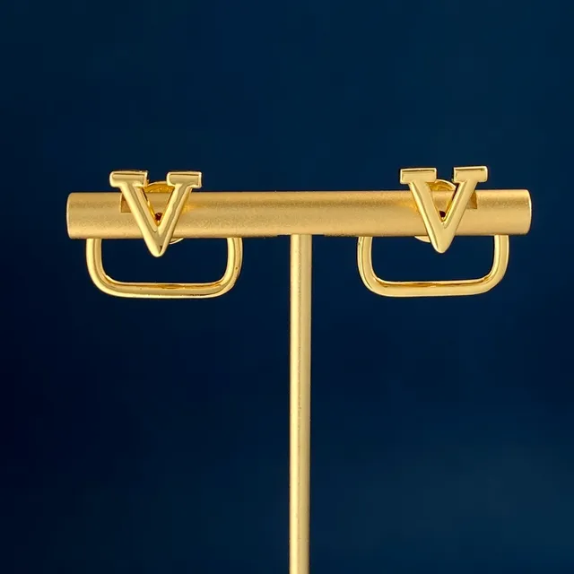 Geometric V-Motif Open-Frame Polished Silver Earrings 3