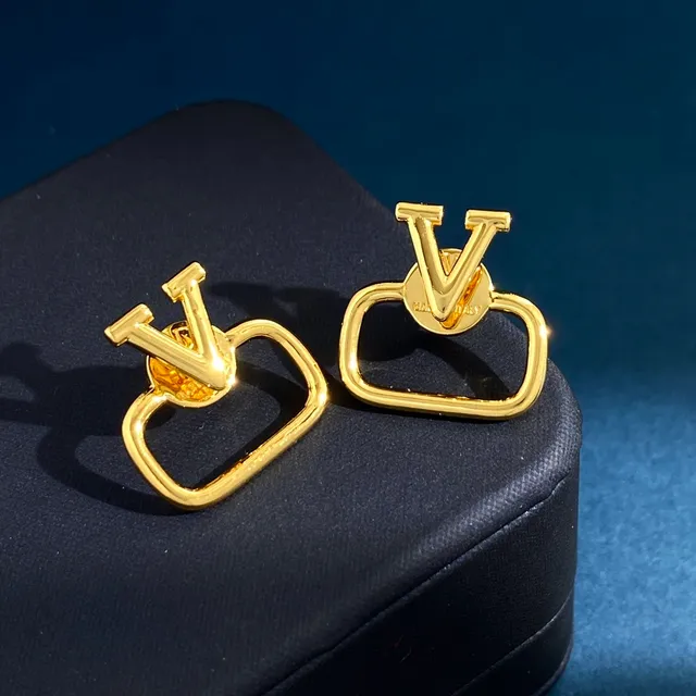 Geometric V-Motif Open-Frame Polished Silver Earrings 9