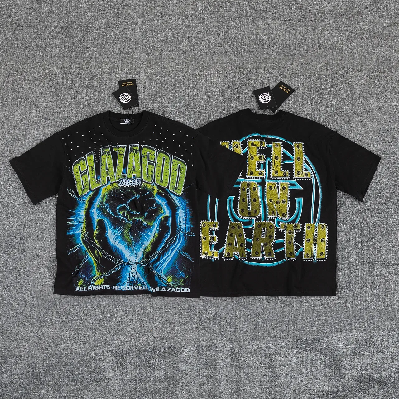 Glazagod Graphic Print Rhinestone-Neck T-Shirt 2