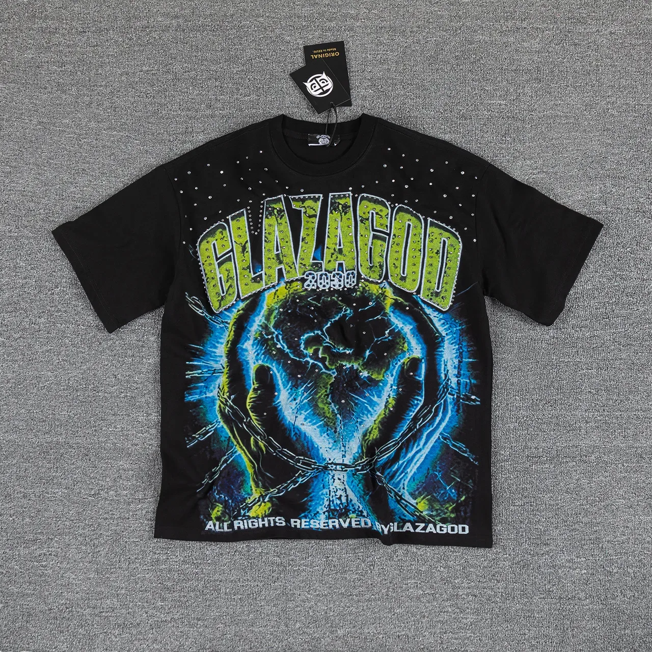 Glazagod Graphic Print Rhinestone-Neck T-Shirt 3