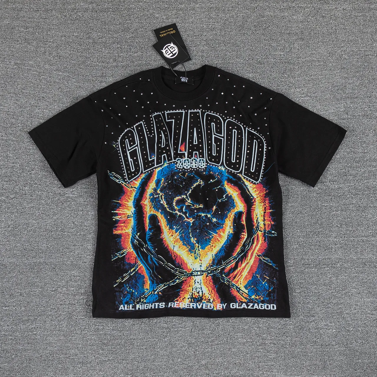 Glazagod Graphic Print Rhinestone-Neck T-Shirt 5