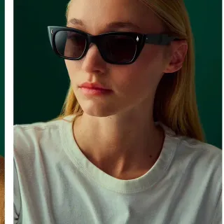 GLCO Webster Sun Black Acetate Angular Cat-Eye Sunglasses