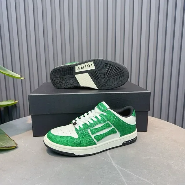 Glitter Green and White Low-Top Lifestyle Sneakers 2