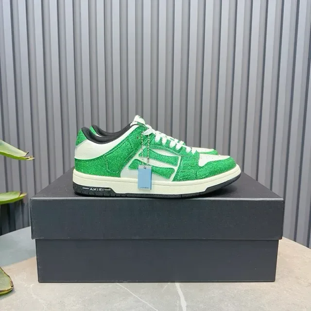 Glitter Green and White Low-Top Lifestyle Sneakers 3