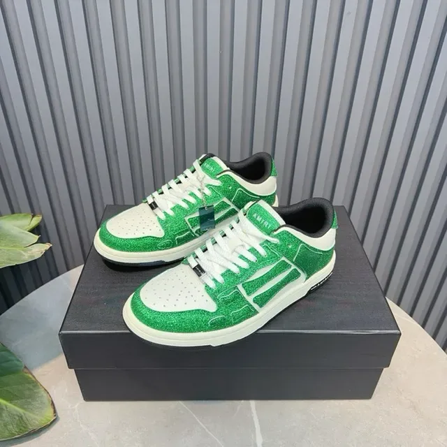Glitter Green and White Low-Top Lifestyle Sneakers 4