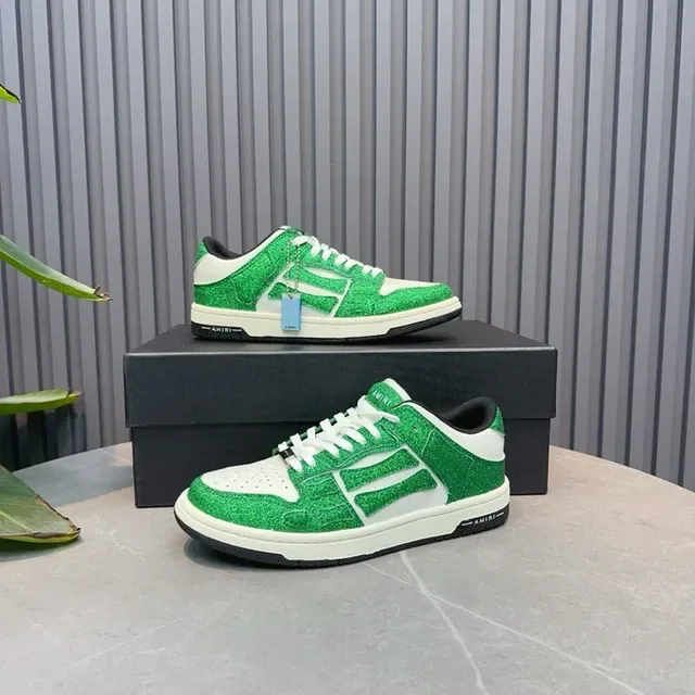 Glitter Green and White Low-Top Lifestyle Sneakers 6