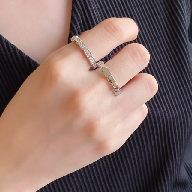 Gold and Silver Segmented Faceted Band Rings 9