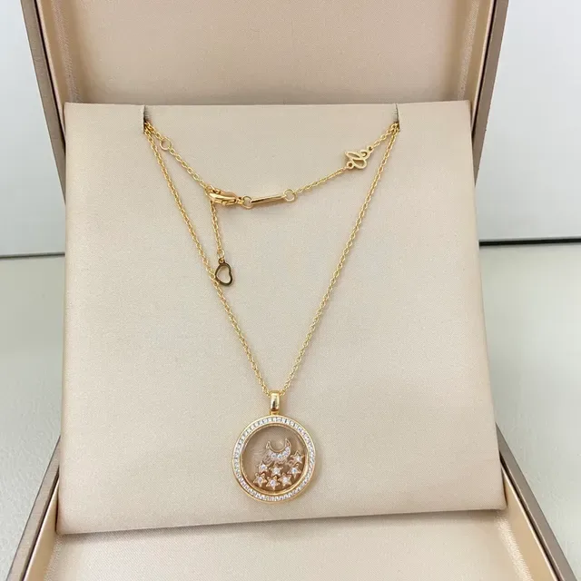 Gold and Silver Tone Star and Moon Locket Pendant Necklaces 4