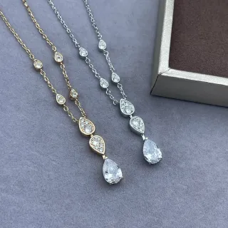 Gold and Silver Tone Teardrop Cascade Pendant Necklaces