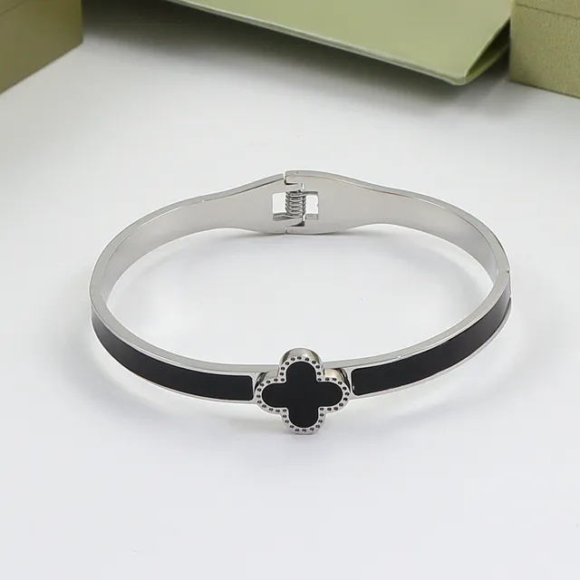 Gold Black Hinged Bangle Enamel Band Bracelet 5