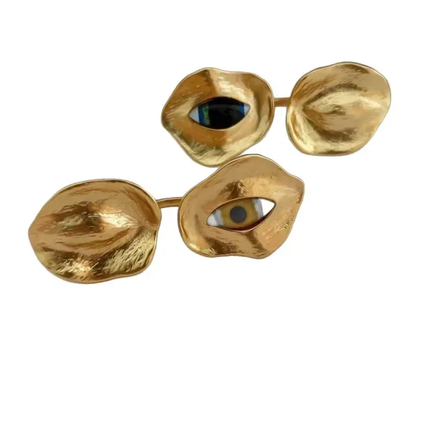 Gold Black Sculptural Eye-Motif Jewelry 3