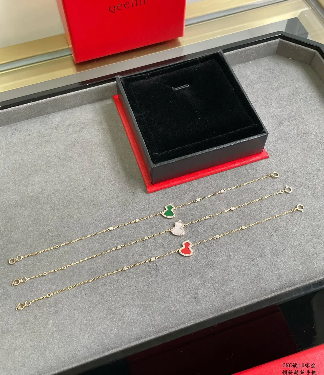 Gold Multicolor Chain Gourd-Shaped Pendant Bracelet 7