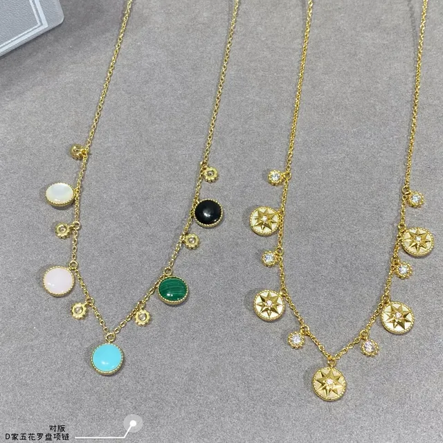Gold Multicolor Chain Multi-Charm Dangle Necklace 1