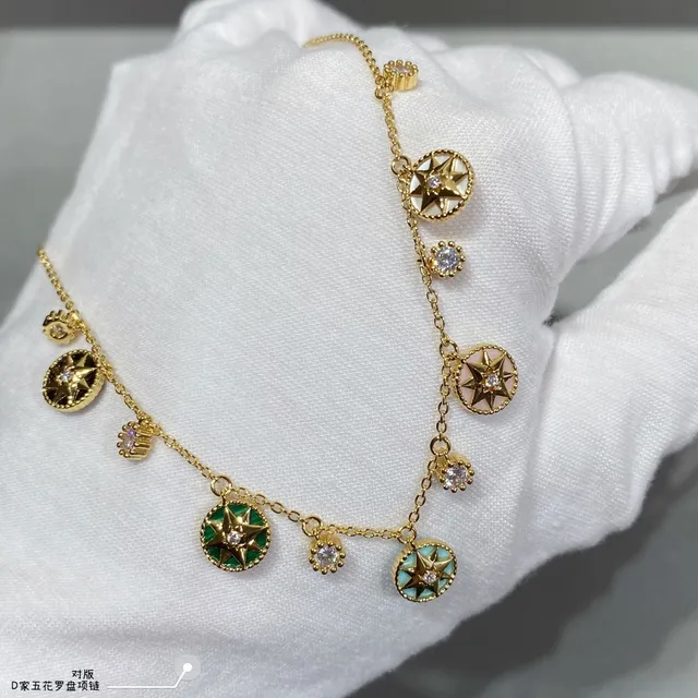 Gold Multicolor Chain Multi-Charm Dangle Necklace 6
