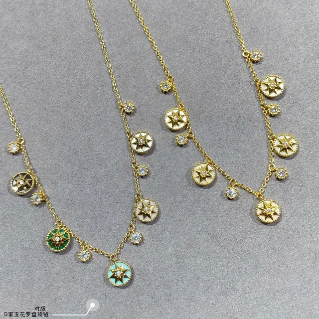Gold Multicolor Chain Multi-Charm Dangle Necklace 8
