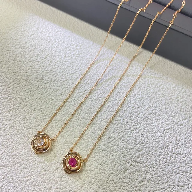 Gold Pink Swirl Pendant Faceted Central Gemstone Necklace 2