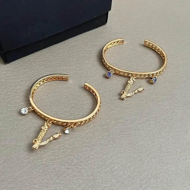 Gold Purple Open Cuff Chain-Link Band Bracelet 4
