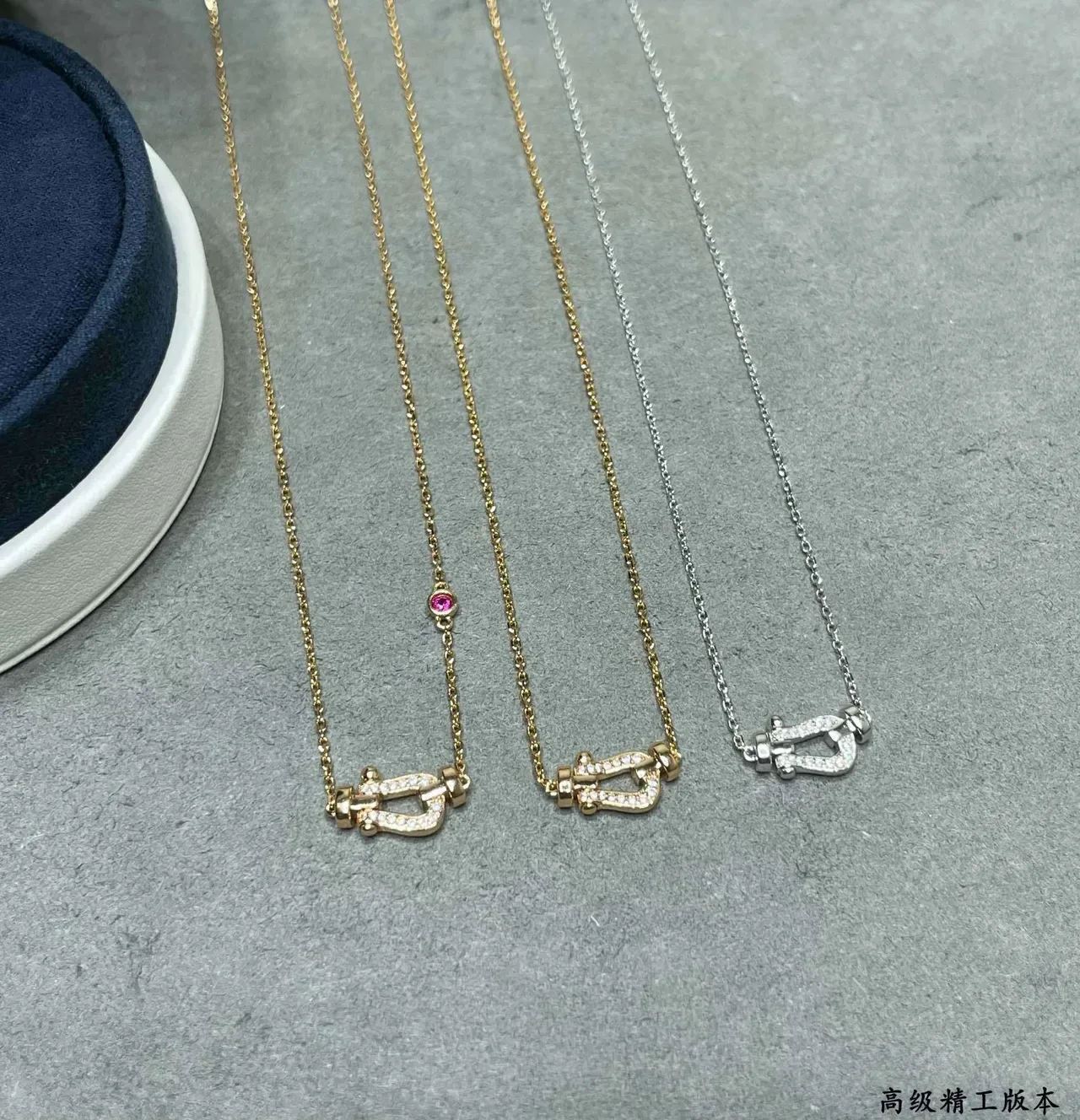 Collar Cadena de Oro Rosa Roja Broche Pavé-Set Colgante 4