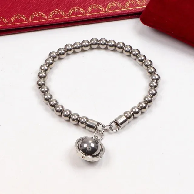 Gold Silver Beaded Chain Spherical Charm Bracelet 2