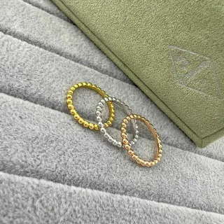 Gold Silver Beaded Edge Stackable Ring