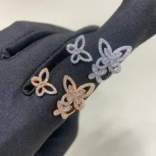Gold Silver Butterfly Silhouette Pavé-Set Crystals Earrings