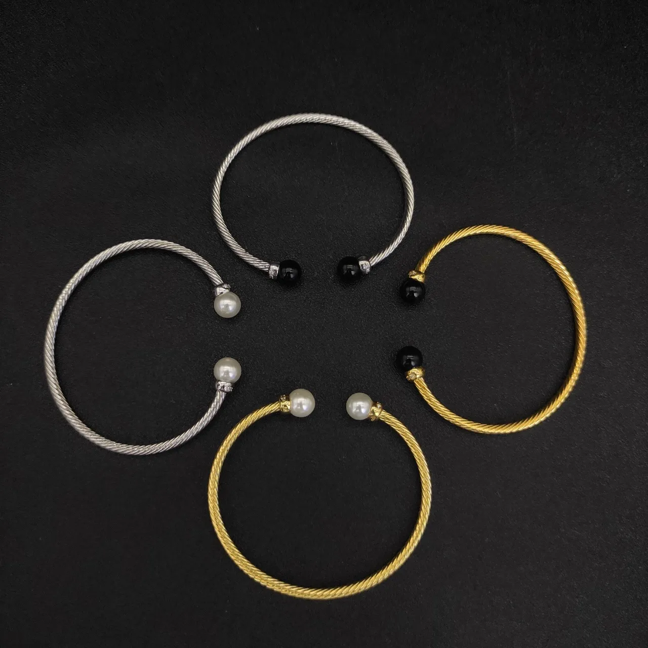 Gold Silver Cable-Style Twisted Wire Bracelet 5