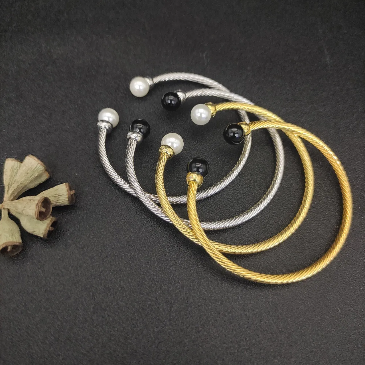 Gold Silver Cable-Style Twisted Wire Bracelet 7