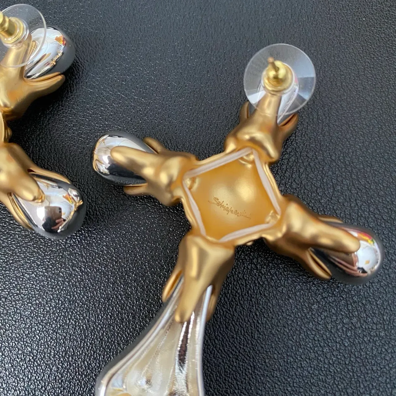 Gold Silver Cross-Shaped Two-Tone Metal Jewelry 3