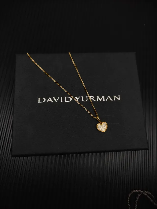 Gold Silver Heart-Shaped Pavé-Set Necklace 5
