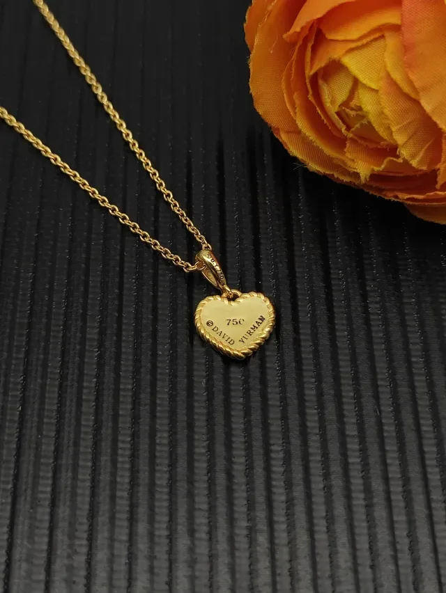 Gold Silver Heart-Shaped Pavé-Set Necklace 7